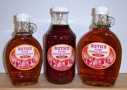 Bottle of Roth's Pure Maple Syrup